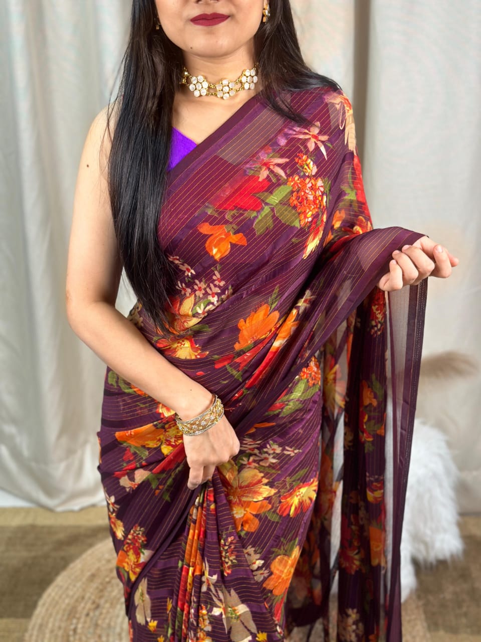 Perfect  Floral Print Saree