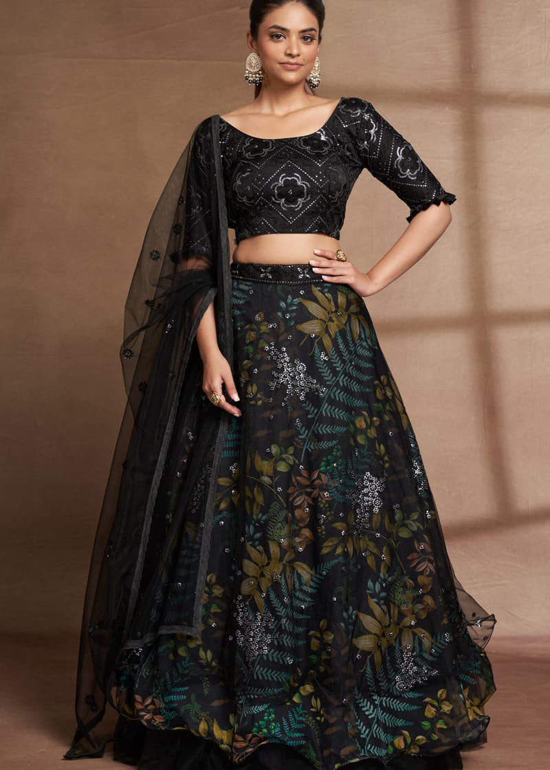 Dashing  flower Organza Lehenga