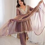 Stylish Mirror Work Silk Suit