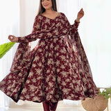 Fancy Floral Print Anarkali Dress