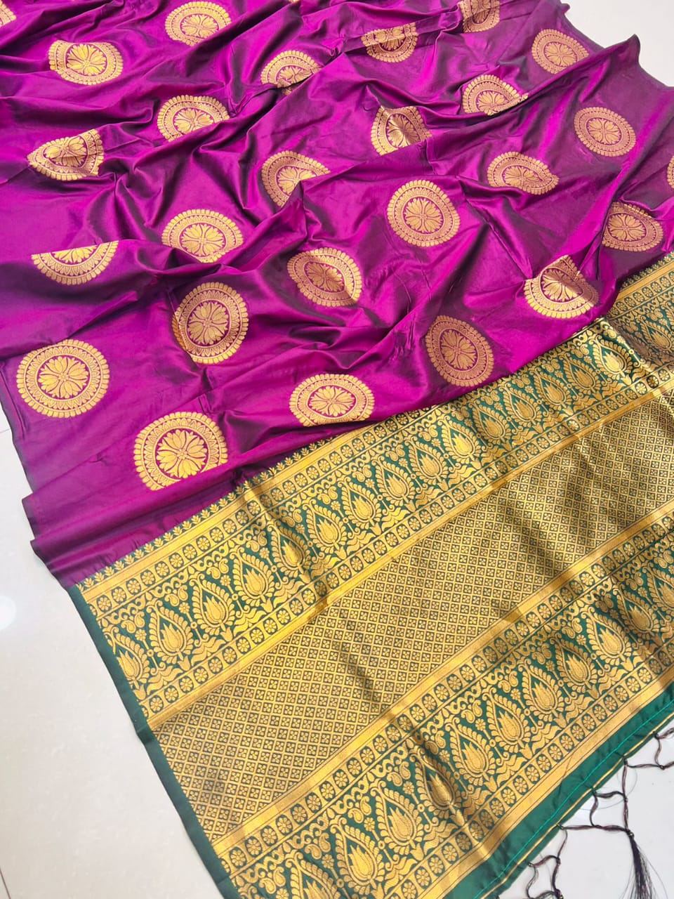 Beautiful Soft Chakrani Silk sareeGolden