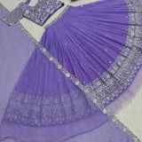 Purple Wedding Chinon Lehenga