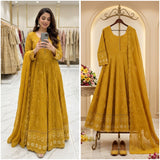 Mustard Yellow Emroidered Gown