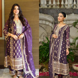 Purple Ethnic Straight Suit