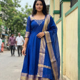 Royal Blue Jacquard Silk Suit