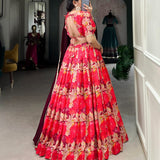 Beautifull Pink Tusser Silk Lehenga