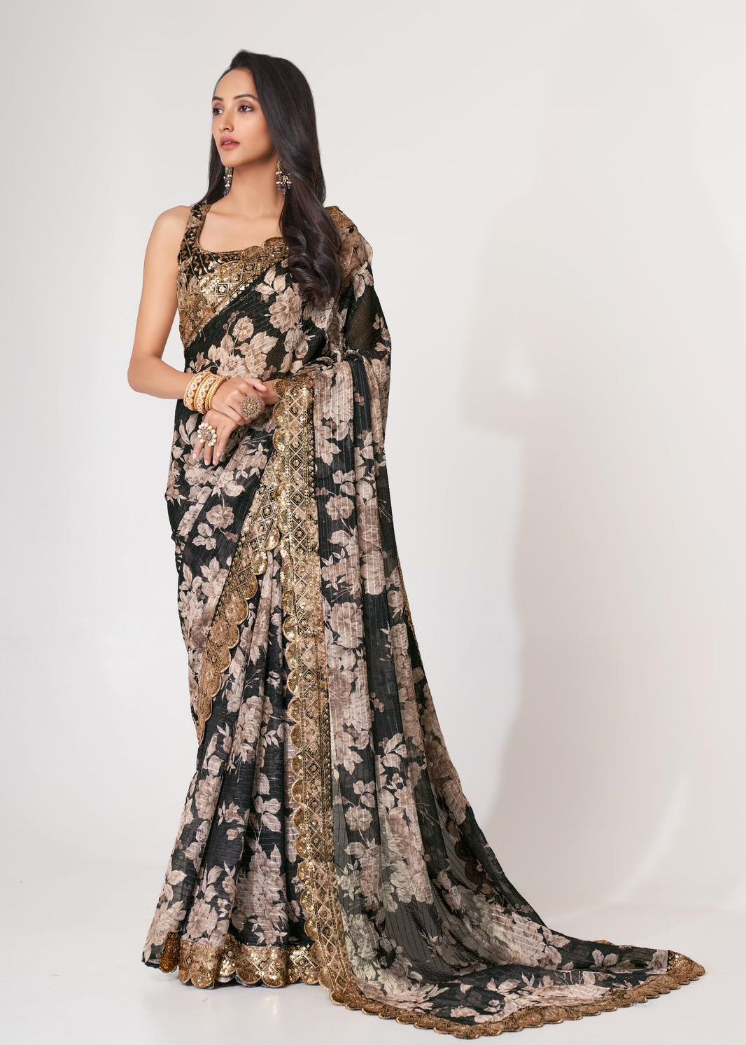 beautiful Pure Organza digital Printed Work sarees