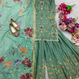 Designer Pure Chinon Embroidered Suit