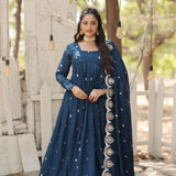 Stylish Vichitra Shimmer Anarkali Gown