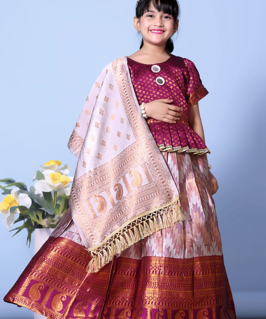 Traditional Zig Zag Kids Lehenga