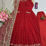 Reddish Heavy Georgette Anarkali Suit