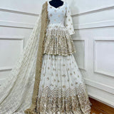 White Designer Kediya Lehenga