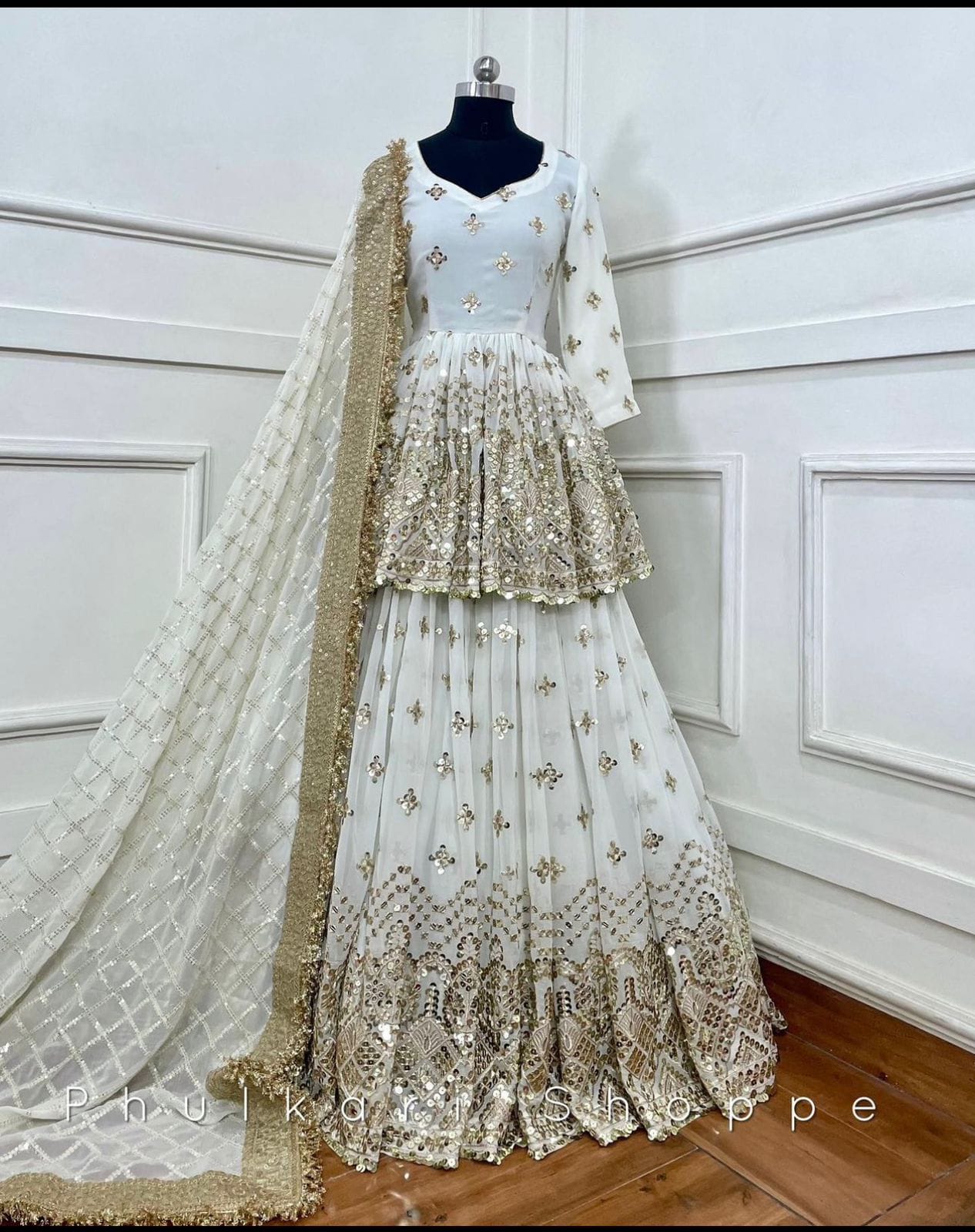 White Designer Kediya Lehenga