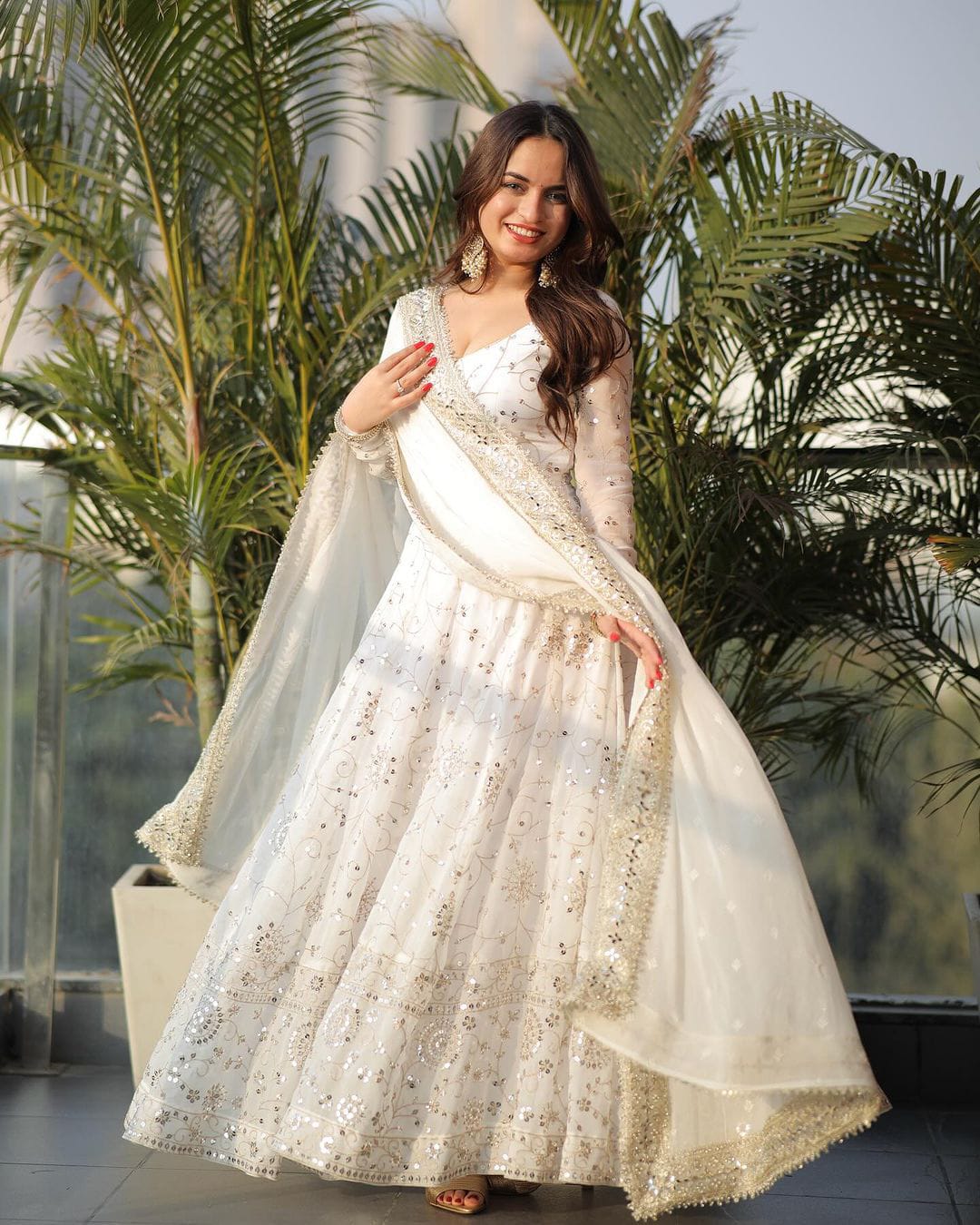 Lightweight White Anarkali Gown