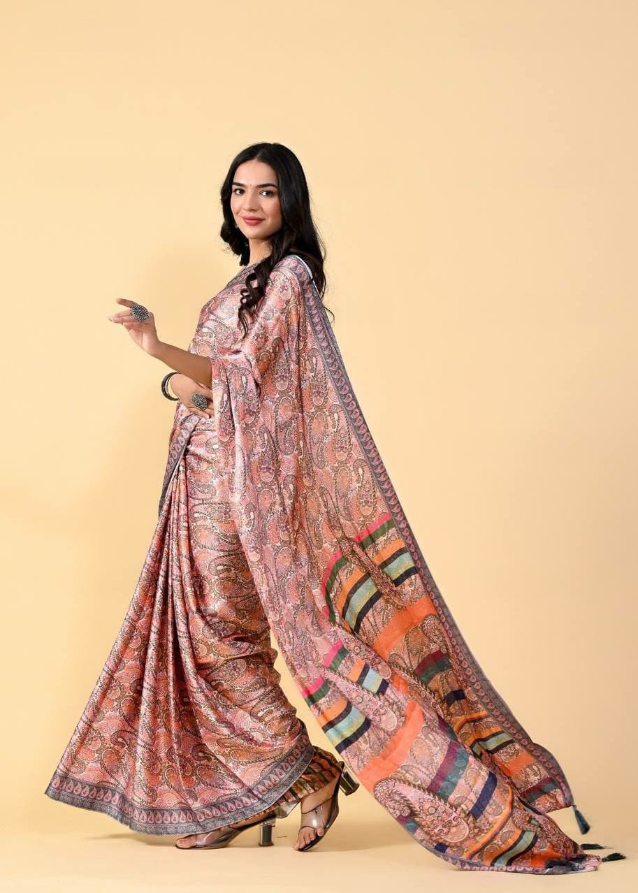 Exclusive Satin Silk Printed Saree