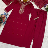 Designer Roman Silk Straight Kurti