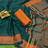 Presenting a beautiful copper zari boder saree