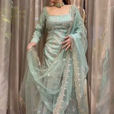 Exclusive Aqua Green Top Sharara