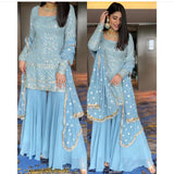 Preseting Gorgette Embroidery with Sequnce Salwar Plazo