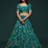 Teal Green Embroidered Wedding Lehenga