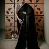 Black Bollywood Satin Saree