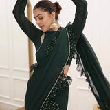 Dark Green Ruffle Saree