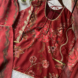 Maroon Classy Organza Top Sharara