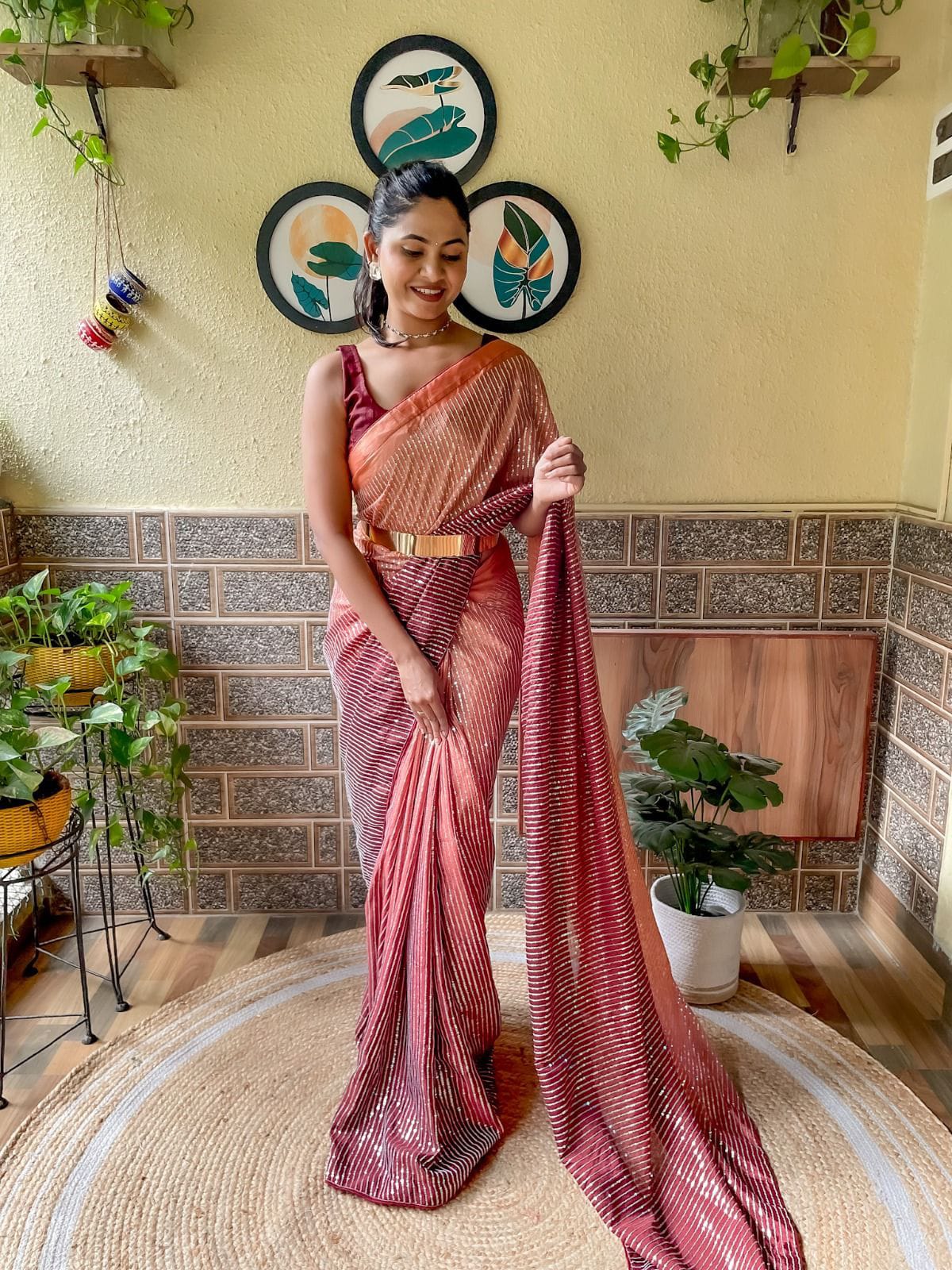 Premium chinon with seqwance work saree