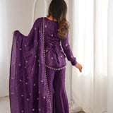 Wine Ethnic Fendy Silk Top Sharara