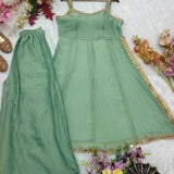 Pistachio Salsa Silk Top Plazzo