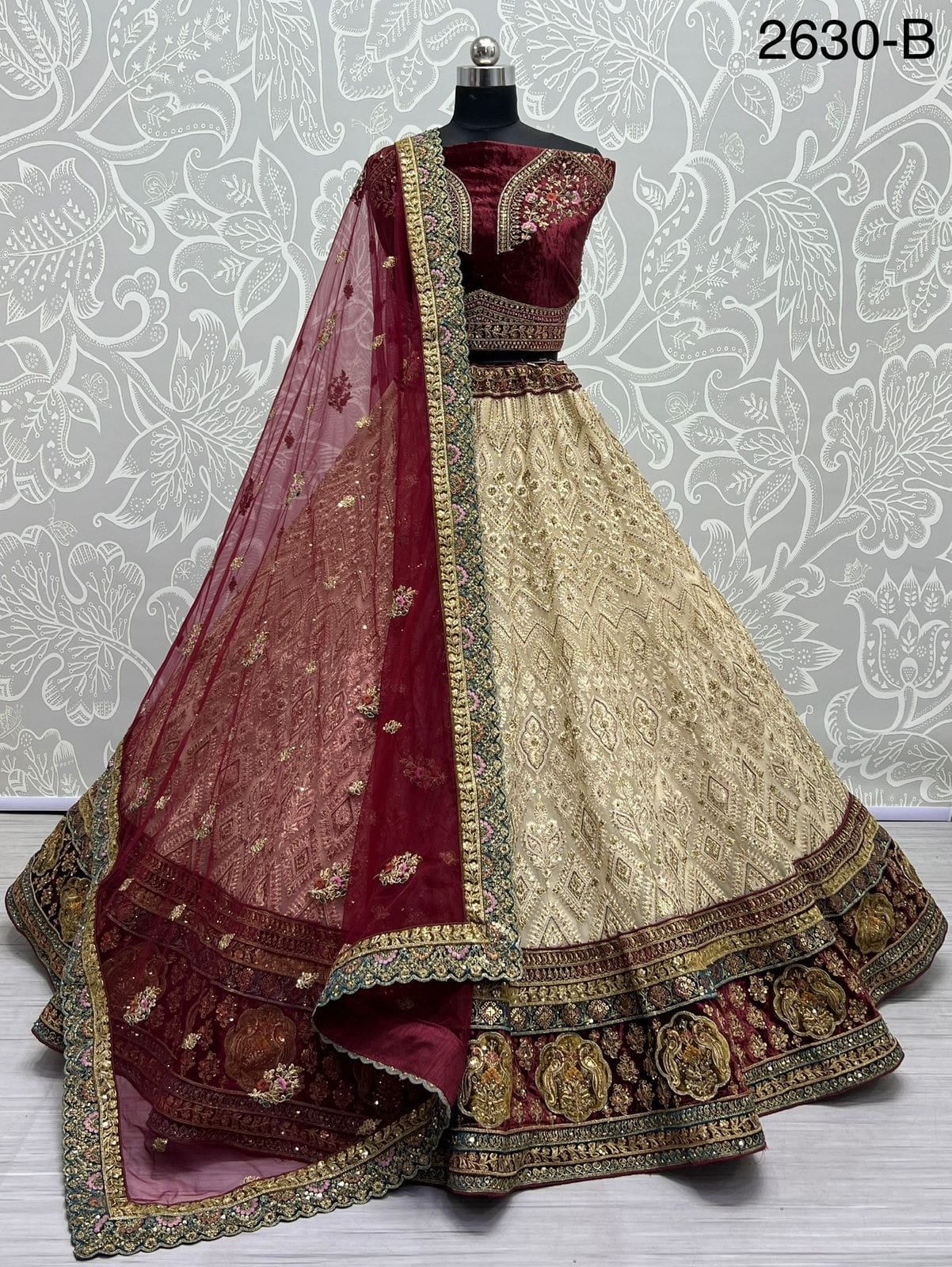 Creamy Bridal Wedding Lehenga