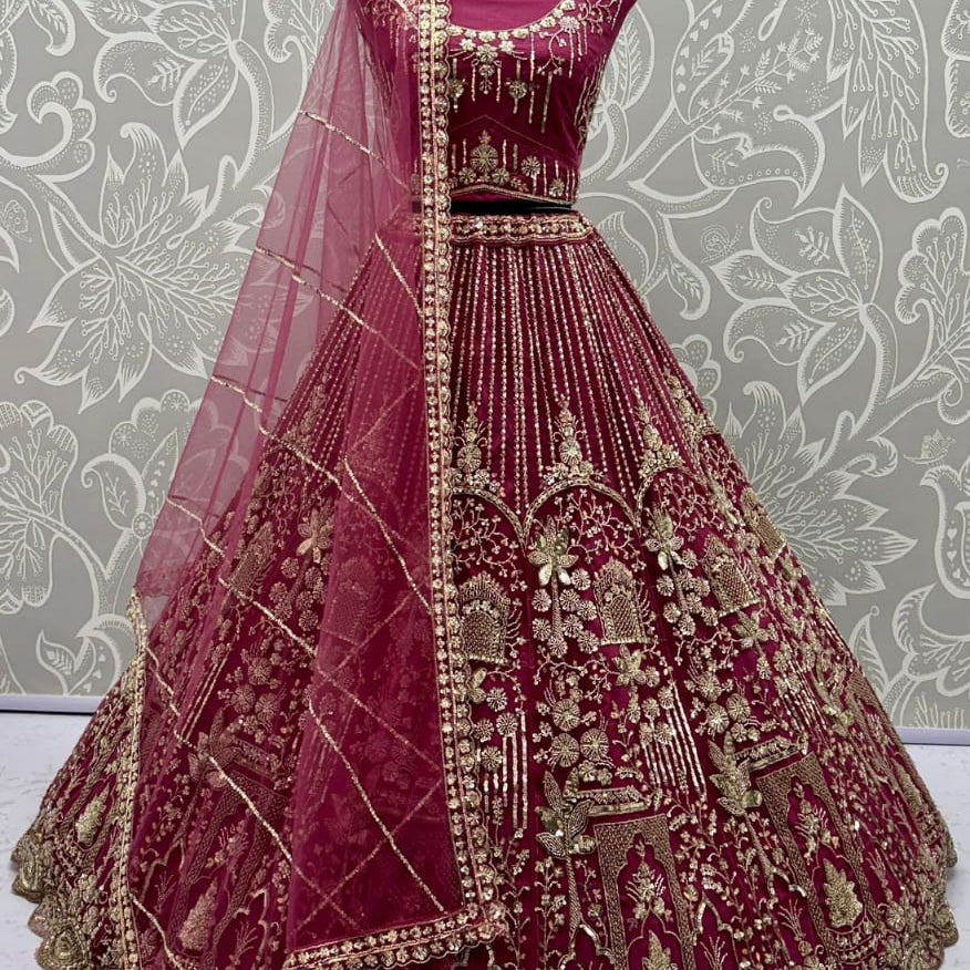 Luxurious Bridal Net Wedding Lehenga