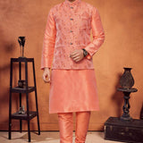 Men's Wedding Silk Kurta Koti