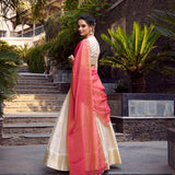Elegant Golden Zari Weaving Lehenga