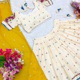 Cream Traditional Cotton Lehenga Choli