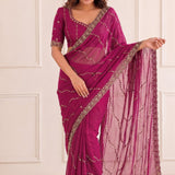 Designer Fendy Beads Work Saree