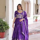 Violet Classy Gold Crush Lehenga