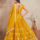 Musterd yellow Fox Georgette Lehenga