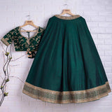 Art Silk Embroidered Green Lehenga