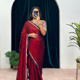 Maroon Blooming Rangoli Saree