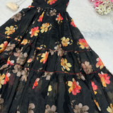 Black Stylish Flower Print Gown