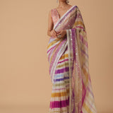 Premium Striped Digital Printed Saree