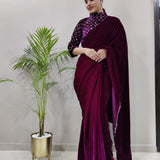 Premium Velvet Jacket Style Saree