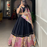 Embracing the delicate printed details in your garba choli