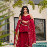 Ethnic Tabby Organza  Top Sharara Plazzo