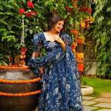 Presenting New Party Wear Look Organza Taby Silk Gown With Dupatta