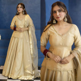 Creamy Vichitra Silk Top Lehenga