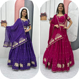 Festive Embroidered Chinon Lehenga