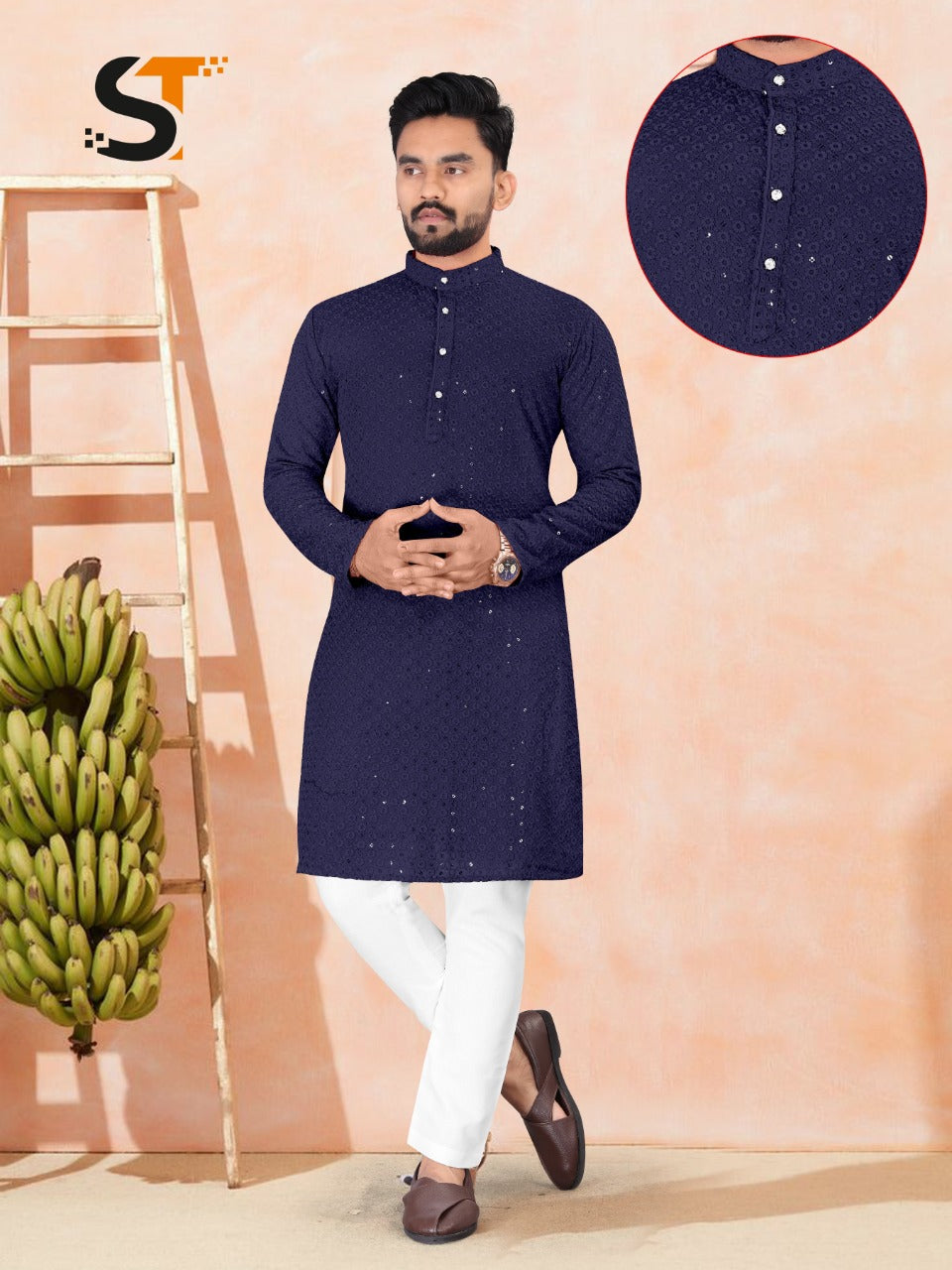 Men's Traditional chikan work kurta