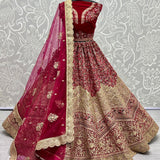 Neatly crafted Thread embroidery with Dori work bridal Lehengacholi